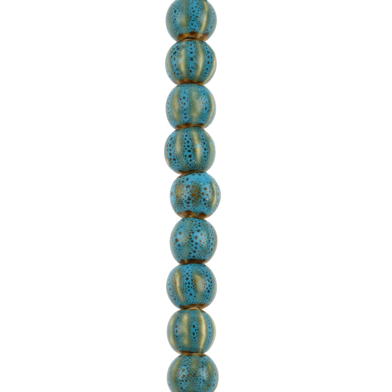 12 Packs: 17 ct. (204 total) Turquoise Ceramic Round Melon Beads, 10mm by Bead Landing™